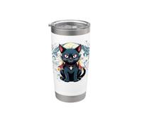 Gatto nero di Halloween come vampiro Bicchiere termico in acciaio inox doppia parete