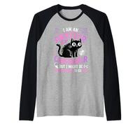Gatto Nero Halloween Humor Procrastinatore Divertente Maglia con Maniche Raglan