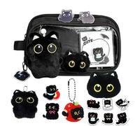 Gatto Nero Kit Scolastico,Organizzatore di cancelleria - Organizer per Matite e Penne | per Studenti, Scrittori, Amanti degli Animali, Adolescenti, Adulti, Collezionisti, Artisti, Studio, Lavoro e Uff