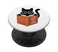 Gatto Nero Legge L'Arte della Guerra Divertente PopSockets PopGrip Adesivo