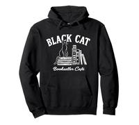 Gatto Nero libraio Cafe Halloween Book Lover Costume Idea Felpa con Cappuccio