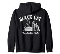 Gatto Nero libraio Cafe Halloween Book Lover Costume Idea Felpa con Cappuccio