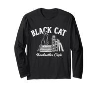 Gatto Nero libraio Cafe Halloween Book Lover Costume Idea Maglia a Manica