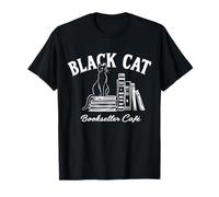 Gatto Nero libraio Cafe Halloween Book Lover Costume Idea Maglietta