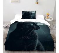 Gatto nero luna piena_2 Set Di Biancheria Da Letto 2 Pezzi Con Stampa 3D Wildlife Animal Theme Copripiumino Con 1 Federe Con Federe in Microfibra Ultra Morbida Single(135x200cm)