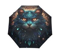 Gatto Nero Magico Di Halloween Ombrello Pieghevole Automatico Ombrelli Antivento Protezione UV da Viaggio per Bambini Ragazzi Ragazze