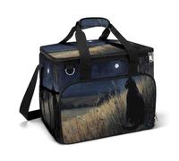 Gatto nero nel campo di notte campeggio Cooler Bag isolato spiaggia refrigeratori portatili a prova di perdite borse con tracolla