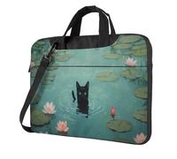 Gatto Nero Nel Lago Fiori di Loto Borsa Del Computer Portatile Borsa Del Computer 15.6 Pollice Borse Del Computer Imbottito Della Copertura Della