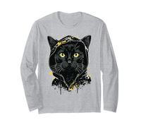 Gatto Nero Occhi Gialli Gatti Felici Maglia a Manica