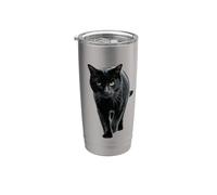 Gatto nero Occhi gialli su Prowl Bicchiere termico in acciaio inox doppia parete