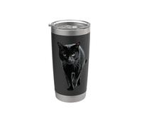 Gatto nero Occhi gialli su Prowl Bicchiere termico in acciaio inox doppia parete