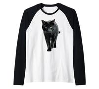 Gatto Nero Occhi Gialli su Prowl Maglia con Maniche Raglan