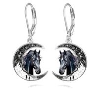 Gatto nero/Pipistrello/Ragno/Zucca/Lupo/Cardinale Rosso Argento 925 Signore Appeso Leverback Orecchini Luna Animale Gioielli Regali per le donne, Argento sterling, Non pietra preziosa