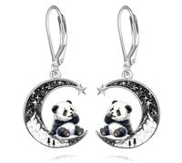 Gatto nero/Pipistrello/Ragno/Zucca/Lupo/Cardinale Rosso Argento 925 Signore Appeso Leverback Orecchini Luna Animale Gioielli Regali per le donne, Argento sterling, Nessuna pietra preziosa