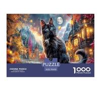 gatto nero Puzzle Impossibili 1000 Pezzi città Moonlight Decorazione Per La Casa. Rilassamento E Intelligence Per Adulti E Ragazzi Da 14 Anni 70x50cm/1000pcs