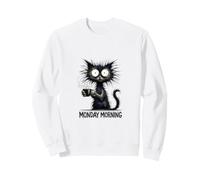 Gatto Nero Scarmigliato lunedì Mattina Divertente Felpa