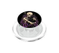 Gatto nero scheletro gotico floreale luna Halloween donne ragazze PopSockets PopGrip per MagSafe