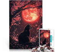 Gatto nero sotto la luna di sangue Puzzle 2000 pezzi per adolescenti Allena il tuo cervello e le tue mani è ideale come regalo per tutta la famiglia 70x100cm