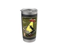 Gatto Nero UkiyoE in Abduzione da UFO Bicchiere termico in acciaio inox doppia parete
