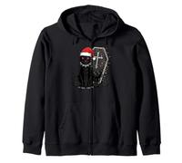 Gatto Nero Vintage bara Gotico Emo Halloween Natale Felpa con Cappuccio