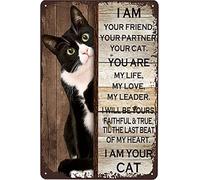 Gatto nero vintage, io sono il tuo compagno, il tuo gatto, tu sei la mia vita, poster in metallo e alluminio, decorazione da parete, 8x12 pollici