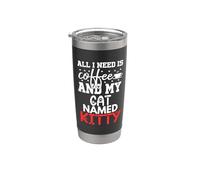 Gatto Nome Kitty Regali All I Need Is Coffee Cat Named Kitty Bicchiere termico in acciaio inox doppia parete