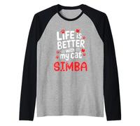 Gatto Nome Simba Life Is Better with My Cat Simba Maglia con Maniche Raglan
