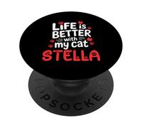 Gatto Nome Stella Life Is Better With My Cat Stella PopSockets PopGrip Adesivo