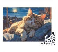 Gatto notte quieto Puzzle 1000 Pezzi Adulti In cartone Spesso, Un Gioco Di Puzzle Per Relax E Meditazione, Ideale Per Quadro Fai Da Te, Attività in Famiglia 38x26cm/1000pcs
