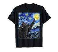 Gatto Notte Stellata Van Gogh Maglietta