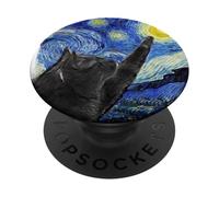 Gatto Notte Stellata Van Gogh PopSockets PopGrip Adesivo