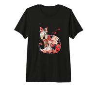 Gatto Origami Gatti Giapponesi in Fiore di ciliegio Giappone Maglietta Premium