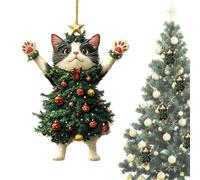 Gatto Ornamento Di Natale, Charm Di Natale Gattino Per Borsa E Decorazione Albero Appeso, Creativi Zaino Auto, Ornamenti Gatto Vacanza Per Albero Di Natale