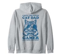 Gatto papà Gamer Divertente Gioco Padre Ho Due Titoli per Gli Uomini Felpa con Cappuccio