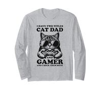 Gatto papà Gamer Divertente Gioco Padre Ho Due Titoli per Gli Uomini Maglia a Manica