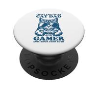 Gatto Papà Gamer Divertente Gioco Padre Ho Due Titoli Per Gli Uomini PopSockets PopGrip Adesivo
