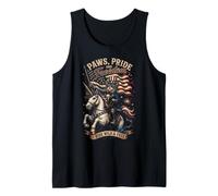 Gatto Patriottico Unicorn Ride Selvaggio e Libero Canotta