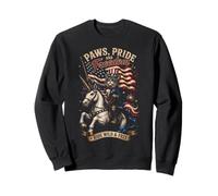 Gatto Patriottico Unicorn Ride Selvaggio e Libero Felpa