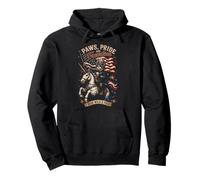 Gatto Patriottico Unicorn Ride Selvaggio e Libero Felpa con Cappuccio