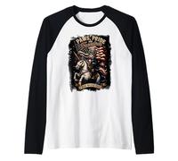 Gatto Patriottico Unicorn Ride Selvaggio e Libero Maglia con Maniche Raglan