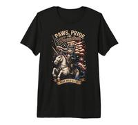 Gatto Patriottico Unicorn Ride Selvaggio e Libero Maglietta Premium