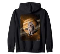 Gatto Pattinatore Spazio Saturno Felpa con Cappuccio