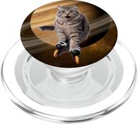 Gatto pattinatore Spazio Saturno PopSockets PopGrip per MagSafe