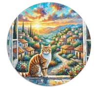Gatto persiano 1000 pezzi puzzle circolari per adulti e bambini dai 14 anni in su animali gatti bordo geometrico liscio giochi di sfida unici 1000 pezzi (67,5 x 67,5 cm)