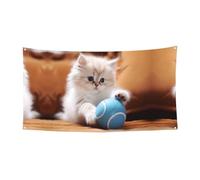 Gatto persiano che gioca con una palla Bandiera decorativa da appendere - (oversize 177,8 x 88,9 cm) festa di Natale, festa di compleanno, festone festivo,
