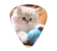 Gatto persiano che gioca con una palla Plettri per chitarra di dimensioni sottili, medie e spesse, set da 12 pezzi, adatto per chitarra elettrica e vari strumenti