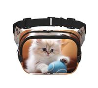 Gatto persiano che gioca con una palla stampato alla moda marsupio unisex messenger bag, marsupio da viaggio alla moda, nero, taglia unica