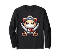 Gatto Pirata Capitano Parlare Come Un Pirata Giorno Grafico Maglia a Manica
