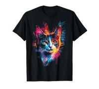 Gatto Pittura Astratta Ritratto Arte Amante Animale Opera d'arte Maglietta