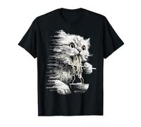 Gatto Pixel Art Mangiare tagliatelle Motivo Animale Opera d'arte Gatto Maglietta